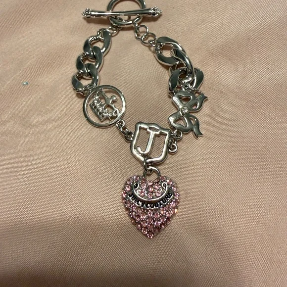 Juicy Couture Silver and Pink Heart Charm Bracelet - Picture 3 of 3